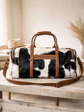 Myra Amore XL Cowhide Weekender Bag Western Leather Duffel Travel Carry On Boho
